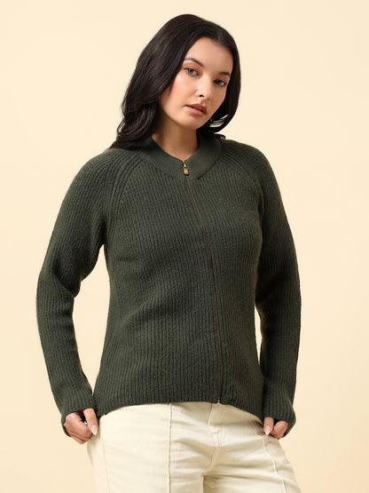 Sweater for Women | Winter Wear Knitted Fabric Round Neck Regular Fit Solid Pattern