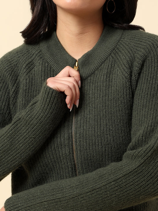 Sweater for Women | Winter Wear Knitted Fabric Round Neck Regular Fit Solid Pattern