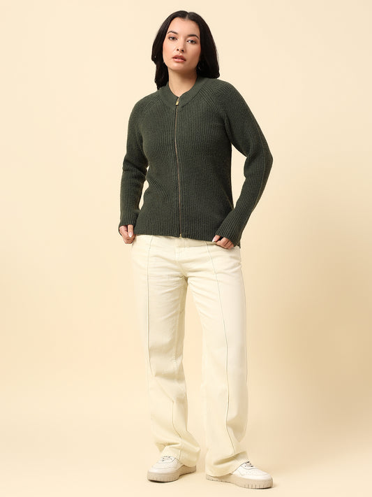 Sweater for Women | Winter Wear Knitted Fabric Round Neck Regular Fit Solid Pattern