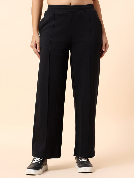 Formal Trouser for Women | Breathable & Soft with Color Fastness Regular Fit Polyester Fabric Solid Pattern Elasticated Closure