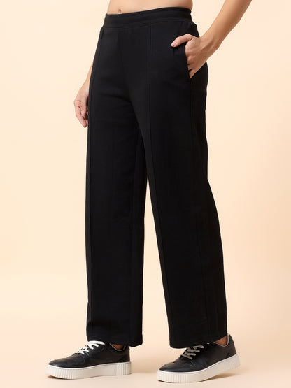 Formal Trouser for Women | Breathable & Soft with Color Fastness Regular Fit Polyester Fabric Solid Pattern Elasticated Closure
