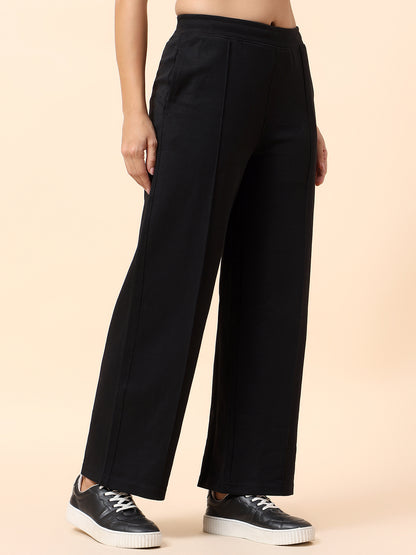 Formal Trouser for Women | Breathable & Soft with Color Fastness Regular Fit Polyester Fabric Solid Pattern Elasticated Closure