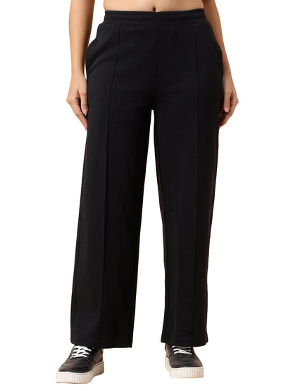 Formal Trouser for Women | Breathable & Soft with Color Fastness Regular Fit Polyester Fabric Solid Pattern Elasticated Closure
