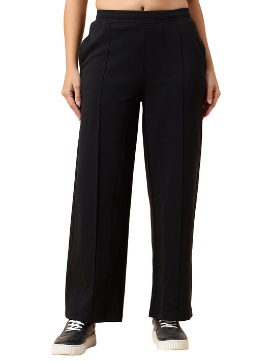 Formal Trouser for Women | Breathable & Soft with Color Fastness Regular Fit Polyester Fabric Solid Pattern Elasticated Closure