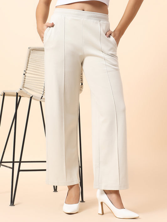 Formal Trouser for Women | Breathable & Soft with Color Fastness Regular Fit Polyester Fabric Solid Pattern Elasticated Closure