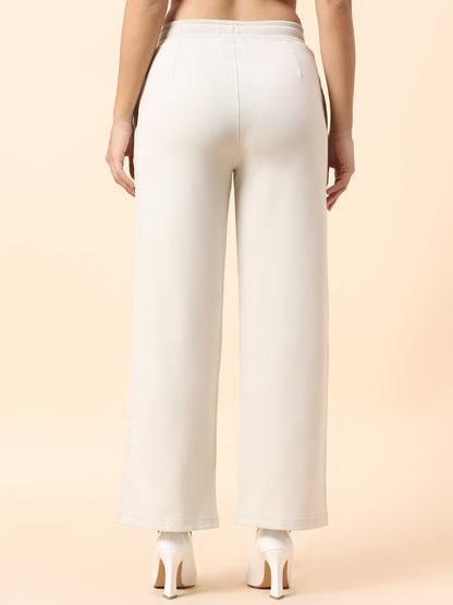 Formal Trouser for Women | Breathable & Soft with Color Fastness Regular Fit Polyester Fabric Solid Pattern Elasticated Closure