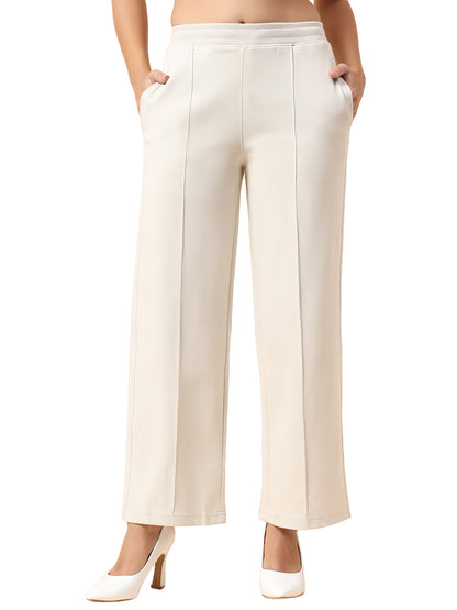 Formal Trouser for Women | Breathable & Soft with Color Fastness Regular Fit Polyester Fabric Solid Pattern Elasticated Closure