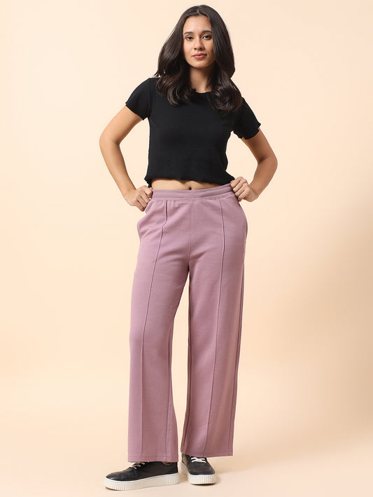 Formal Trouser for Women | Breathable & Soft with Color Fastness Regular Fit Polyester Fabric Solid Pattern Elasticated Closure