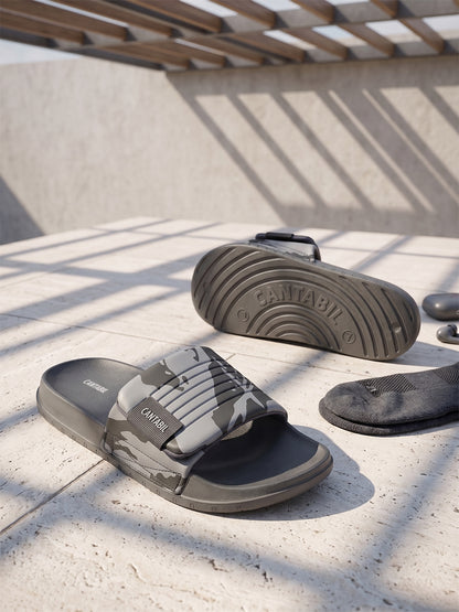 Men's Grey Colourblock Sliders