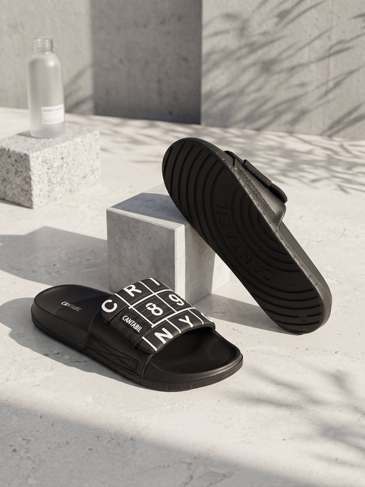 Men's Black Colourblock Sliders