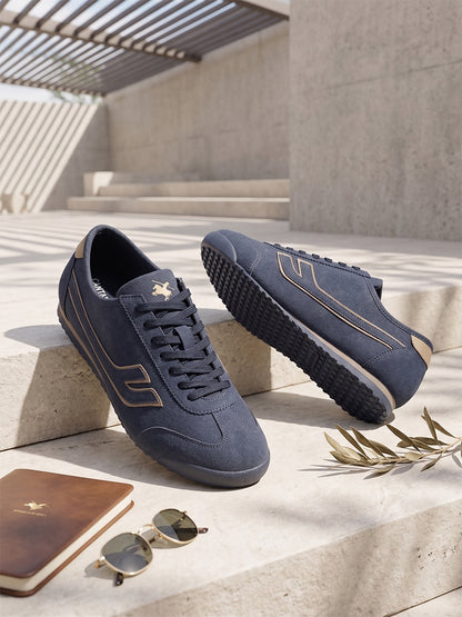 Men's Navy Colourblock Casual Sneakers