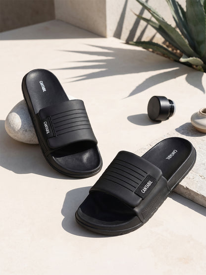 Men's Black Colourblock Sliders