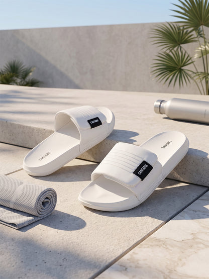 Men's White Colourblock Sliders