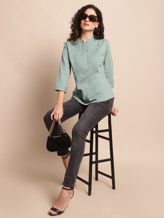 Cantabil Women Aqua Green Tunic (7137934803083)
