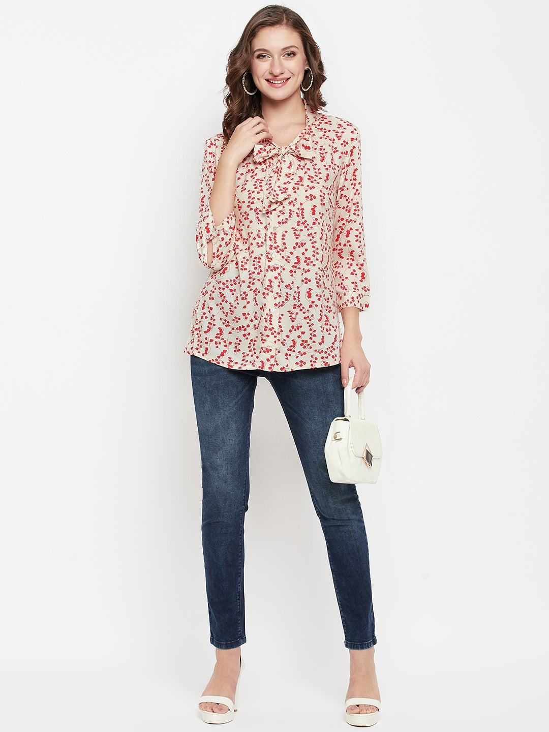 Cantabil Women Red Printed Tunic (7135776342155)