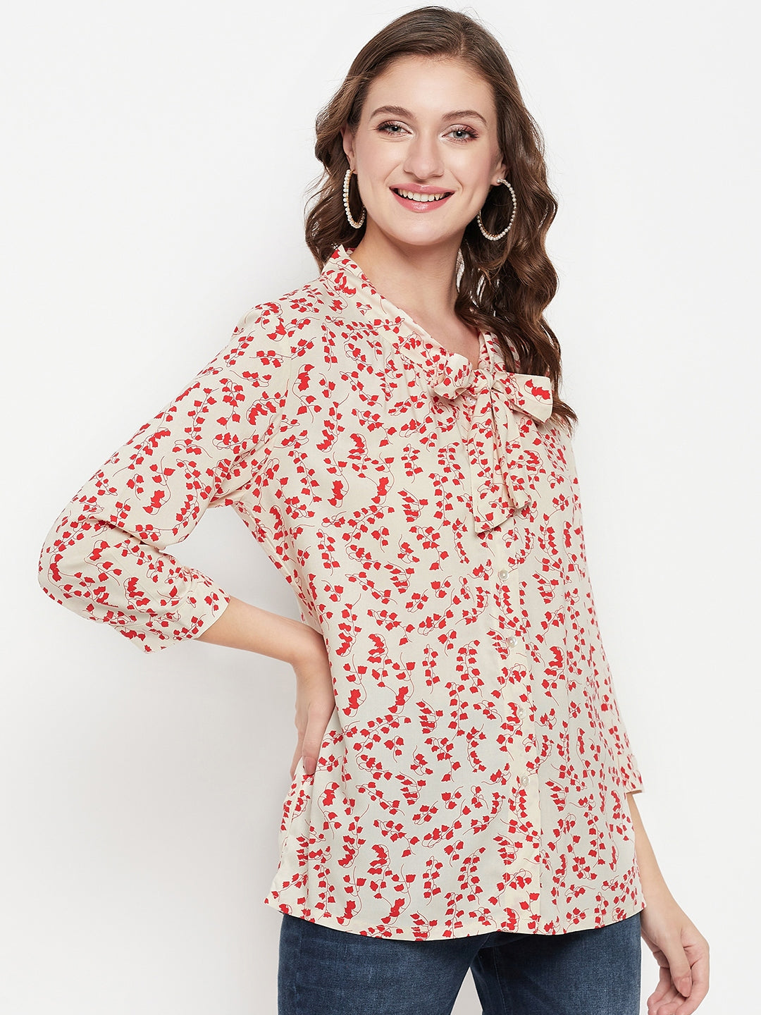 Cantabil Women Red Printed Tunic (7135776342155)