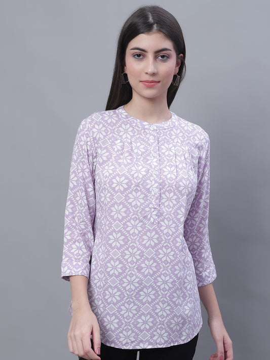 Cantabil Women Printed Purple Tunic (7135785025675)