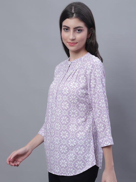 Cantabil Women Printed Purple Tunic (7135785025675)