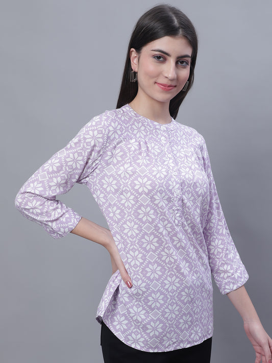 Cantabil Women Printed Purple Tunic (7135785025675)