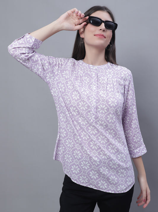 Cantabil Women Printed Purple Tunic (7135785025675)
