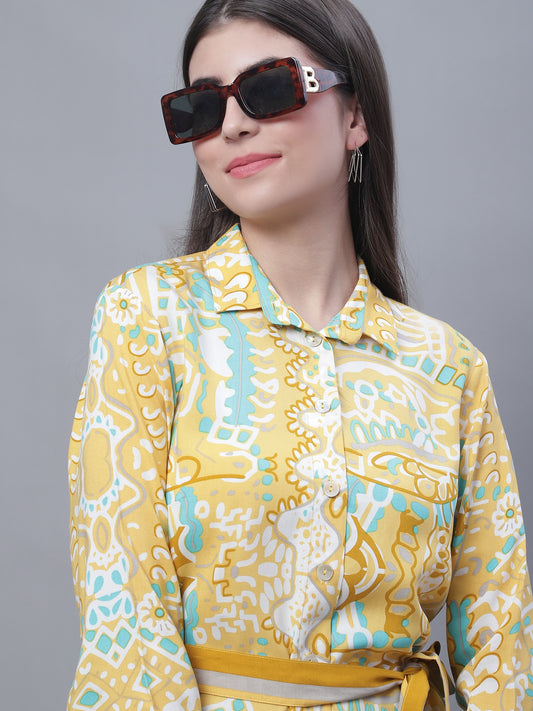 Cantabil Women Printed Mustard Tunic (7135784370315)
