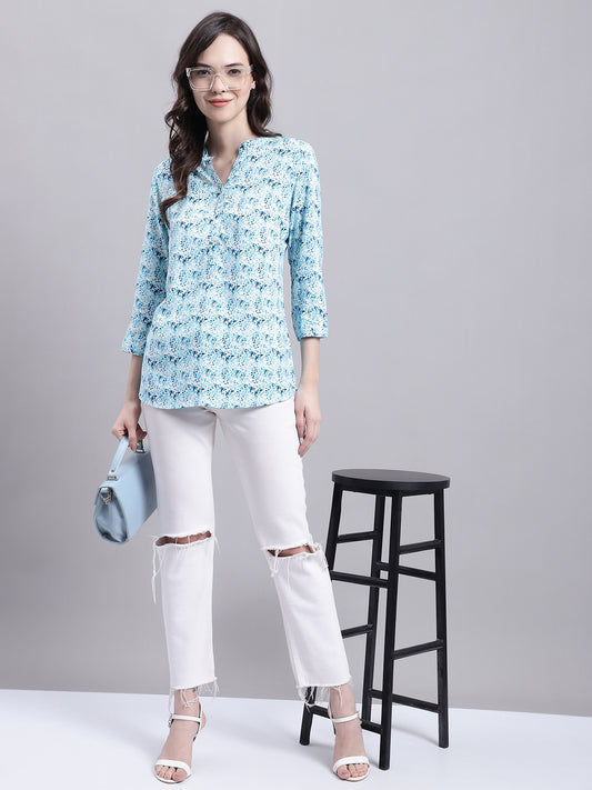 Cantabil Women Multi Color Floral Printed 3/4 sleeve Tunic (7155780878475)