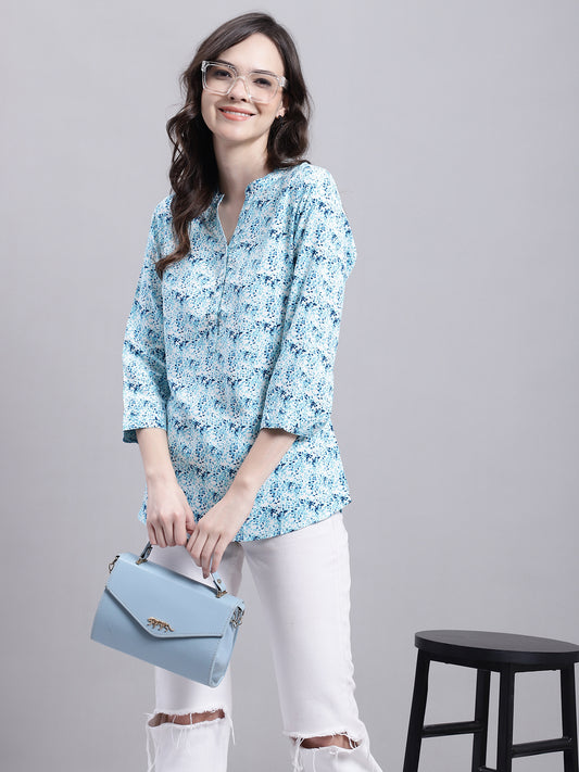 Cantabil Women Multi Color Floral Printed 3/4 sleeve Tunic (7155780878475)