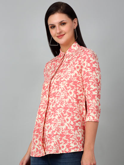 Women's Casual  Multi Color Floral Print Spread Collar Tunic