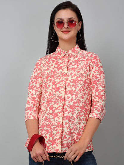 Women's Casual  Multi Color Floral Print Spread Collar Tunic