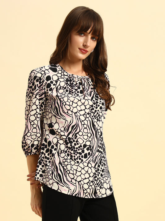 Tunic for Women | Breathable & Soft with Color Fastness Regular Fit Round Neck Poly Cotton Fabric Printed Pattern