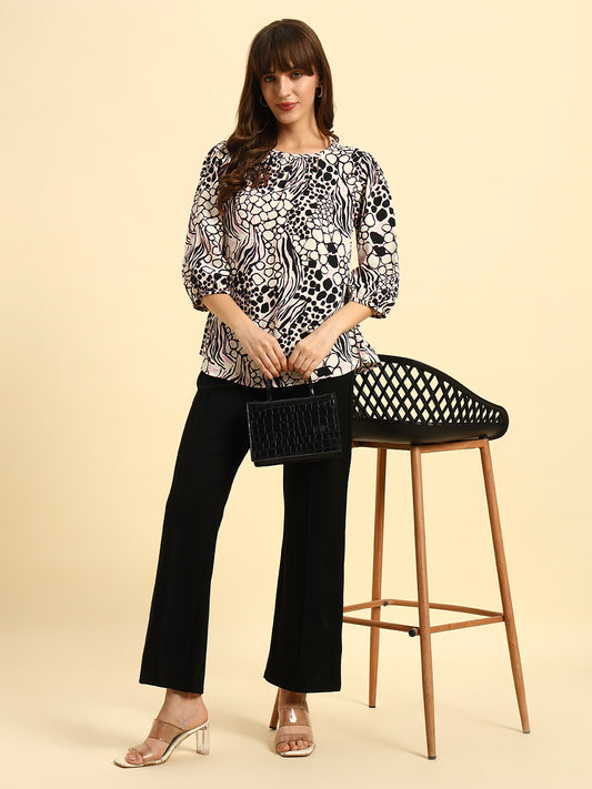 Tunic for Women | Breathable & Soft with Color Fastness Regular Fit Round Neck Poly Cotton Fabric Printed Pattern