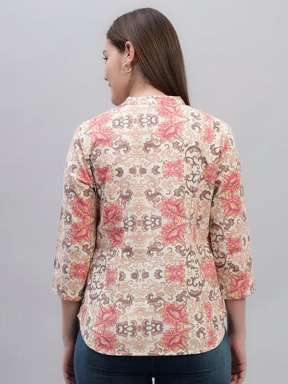 Women's Multi Printed 3/4th Sleeves Round Neck Casual Tunic