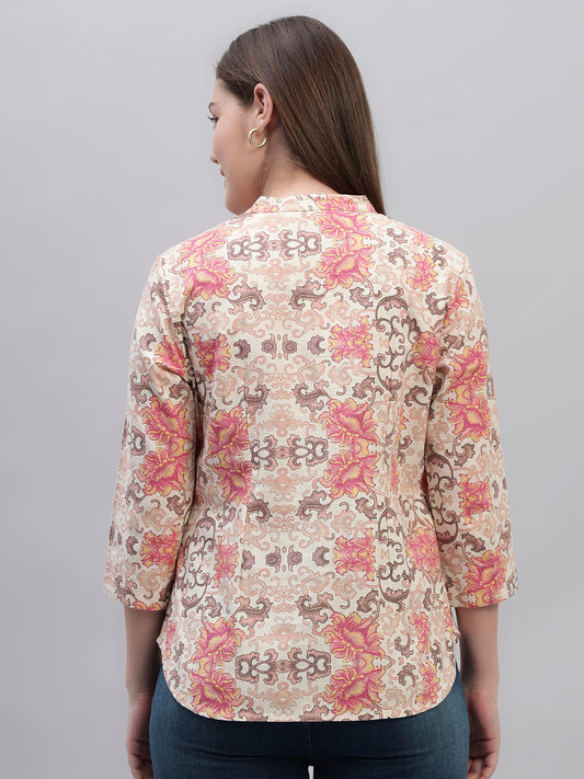 Women's Multi Printed 3/4th Sleeves Round Neck Casual Tunic