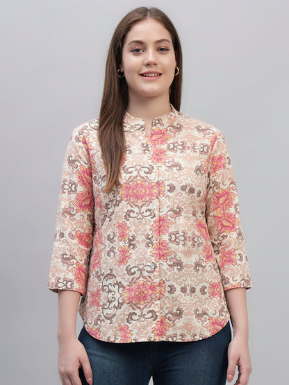 Women's Multi Printed 3/4th Sleeves Round Neck Casual Tunic