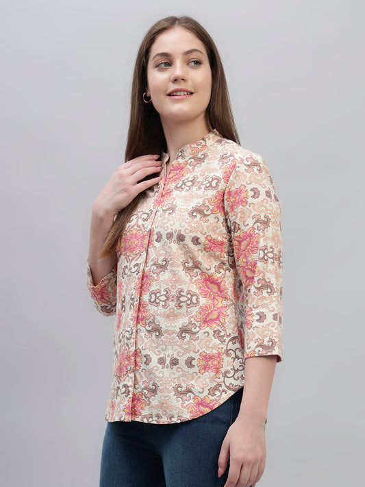Women's Multi Printed 3/4th Sleeves Round Neck Casual Tunic