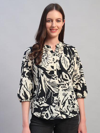 Tunic for Women | Breathable & Soft with Color Fastness Regular Fit Round Neck Cotton Linen Fabric Printed Pattern