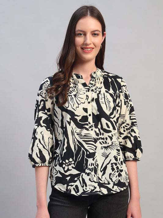 Tunic for Women | Breathable & Soft with Color Fastness Regular Fit Round Neck Cotton Linen Fabric Printed Pattern