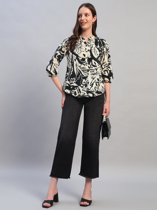 Tunic for Women | Breathable & Soft with Color Fastness Regular Fit Round Neck Cotton Linen Fabric Printed Pattern