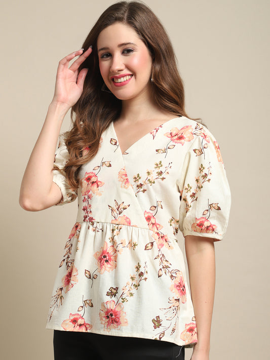 Cantabil Ladies Off White Top (7121576591499)