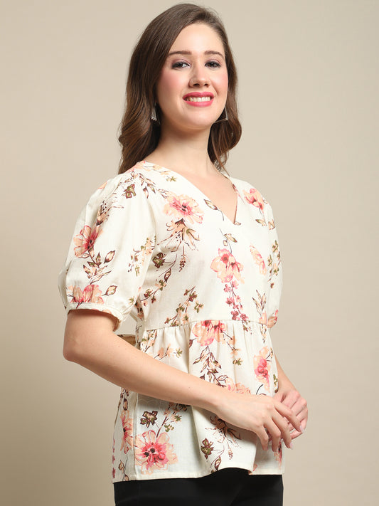 Cantabil Ladies Off White Top (7121576591499)