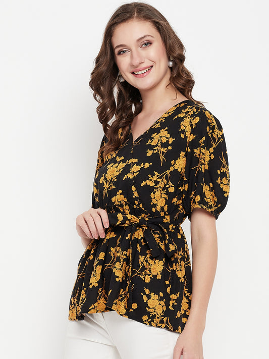 Cantabil Women Black Printed Top (7135778406539)