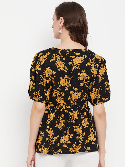 Cantabil Women Black Printed Top (7135778406539)