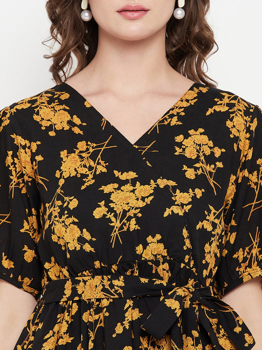 Cantabil Women Black Printed Top (7135778406539)