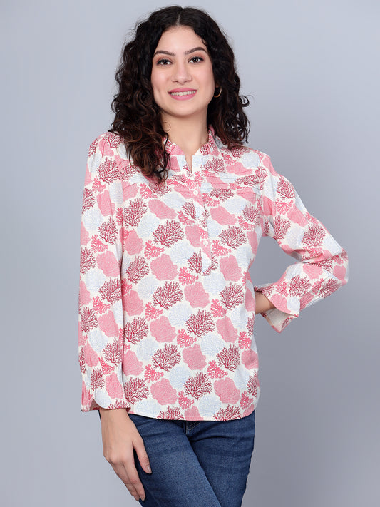 Cantabil Women Multi Color Printed Full Sleeves Casual Top (7153645125771)