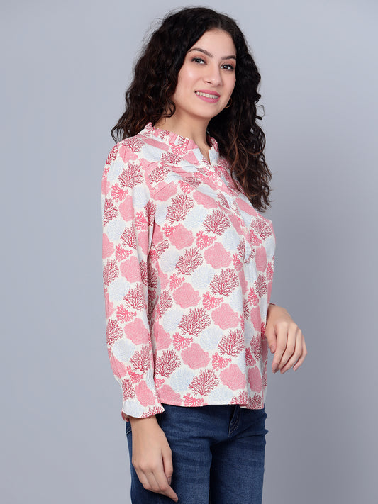 Cantabil Women Multi Color Printed Full Sleeves Casual Top (7153645125771)