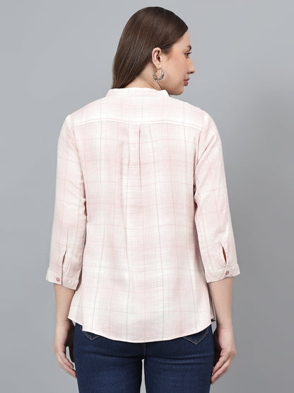 Women's Pink Check Casual Top