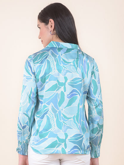 Women Green Regular Fit Printed Full Sleeve Top