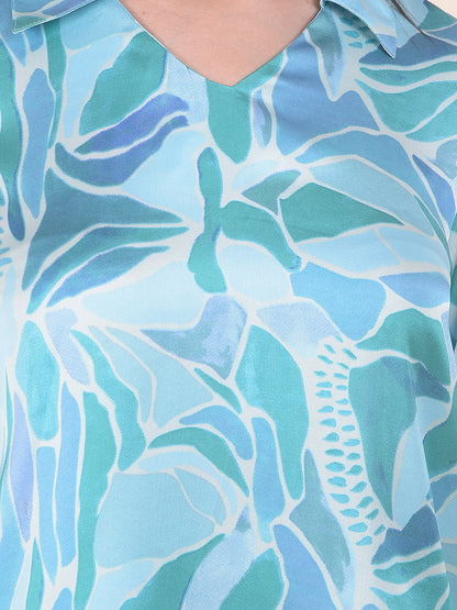 Women Green Regular Fit Printed Full Sleeve Top
