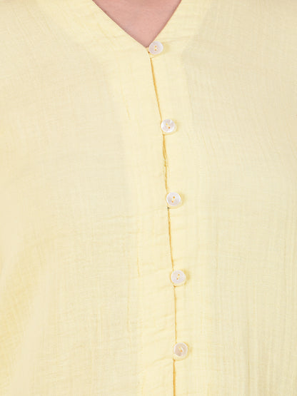 Women Lemon Regular Fit Solid Half Sleeve Top