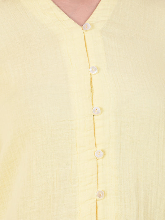 Women Lemon Regular Fit Solid Half Sleeve Top